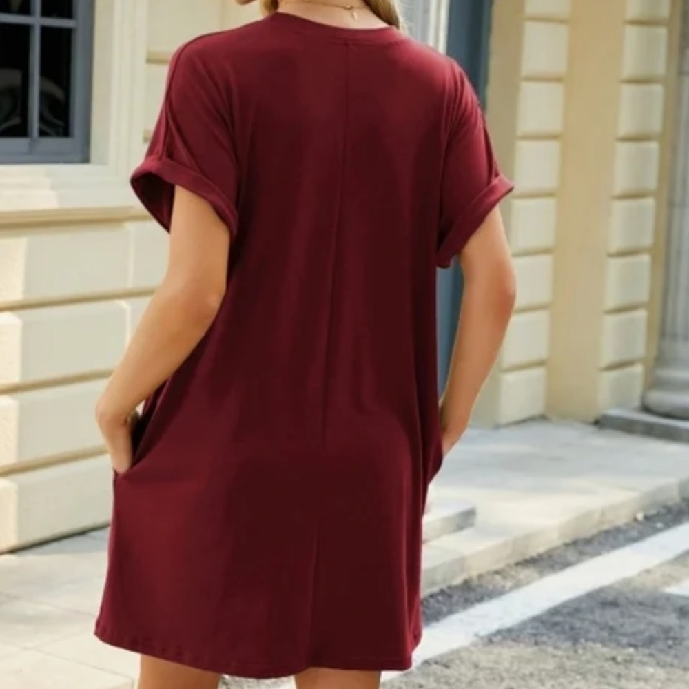 Wasabi + Mint Burgundy T-Shirt Dress
